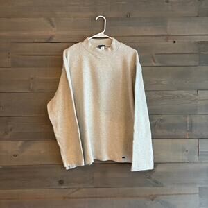 HANRO | Mock Neck Pullover Sweatshirt Oatmeal Cotton Blend Size XXL